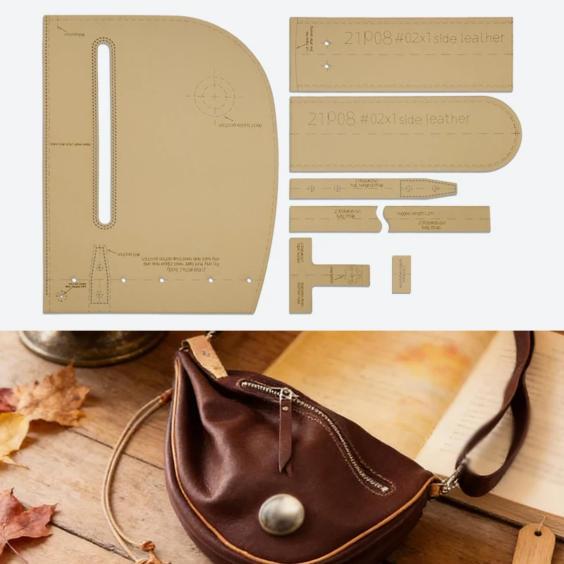 YOMDID 8-teiliges Set Kraftpapier-Schablonen für DIY-Freizeittaschen, Schultertaschen-Schablone, Handwerk-Lederform, Lederhandwerk-Zubehör
