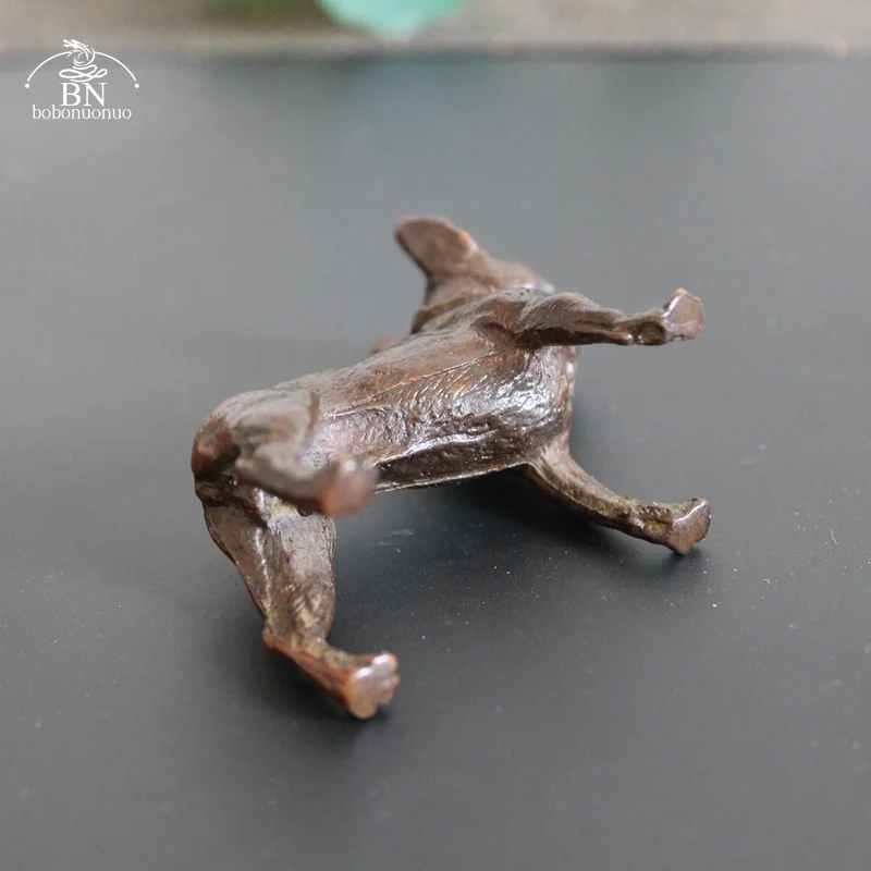Copper Desk Ornaments Bulldog Miniatures Figurines Handmade Retro Brass Animal Pet Dog Statue Home Decorations Accessories Craft