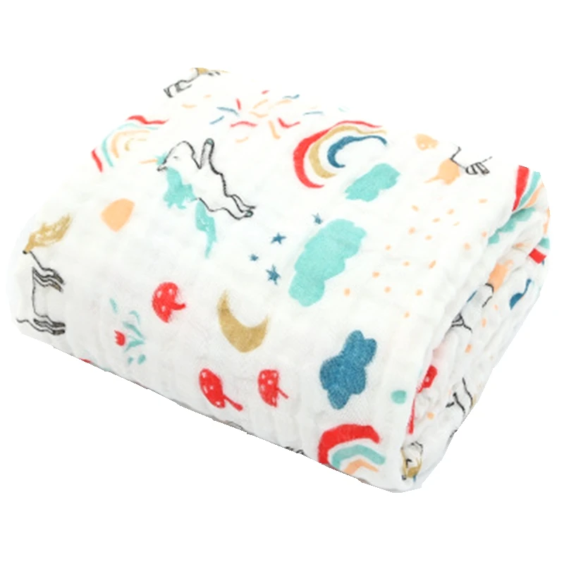 Sechslagige, weiche Baby-Musselin-Decke aus 100 % Baumwolle, leichte, atmungsaktive Pucktuch-Empfangsdecke für Neugeborene