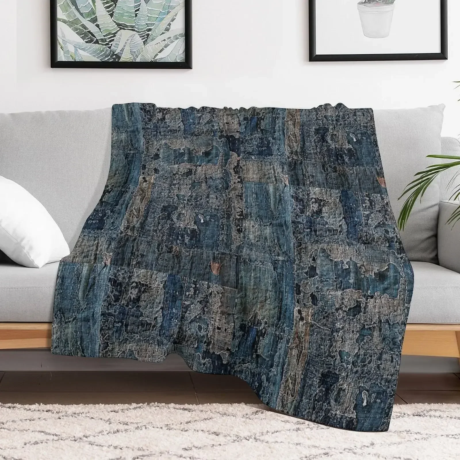 Worn & Mended Boro Artwork Throw Blanket Thin Decorative Sofas Decorative Sofa Blankets