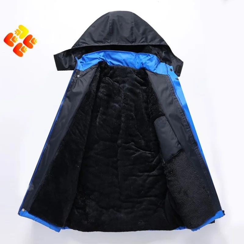Reflective strip velvet thickened orange tooling men's autumn and winter warm jacket wear-resistant and dirt-resistant overalls view 4