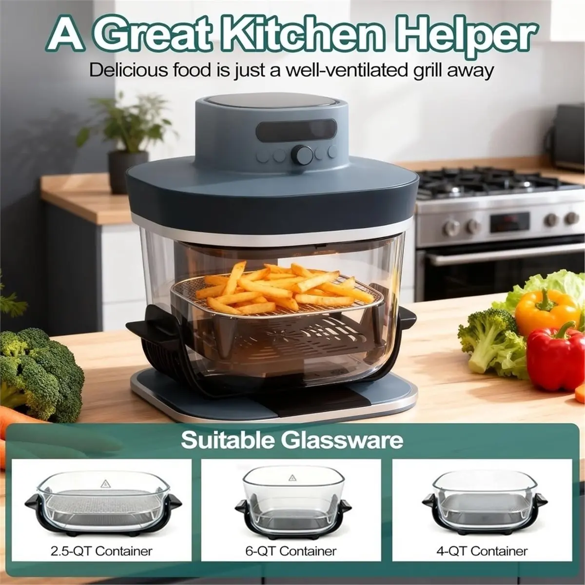 【Newest AT03】2PCS Crisper Stainless Steel Rack , Air Fryer Accessories for Pro AS101 6qt & 2.5qt Glass Container