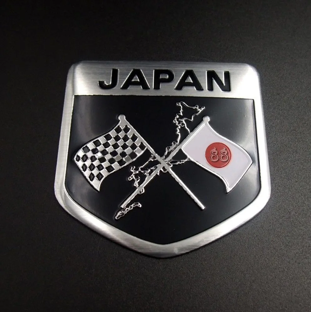 Japan Japanese Flag Shield Emblem Metal Badge Car Truck Motorcycle Sticker Auto Car Accessories Decoration Universal