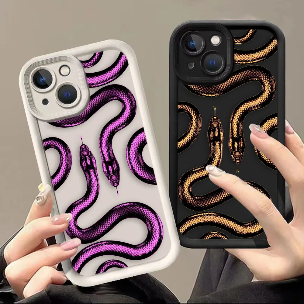 

Deluxe Gold Purple Black Snake Cover Phone Case For Redmi NOTE 8 9 9S 10 10S 11 11S 11T 12 12S 13 14 PRO PLUS TPU Case DIY Shell