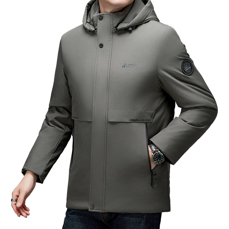 

Male Windproof Casual Winter Parkas Slim Fit Warm Removable Hat Men Aviator Windbreaker New Jacket Fashion Men Military Parkas