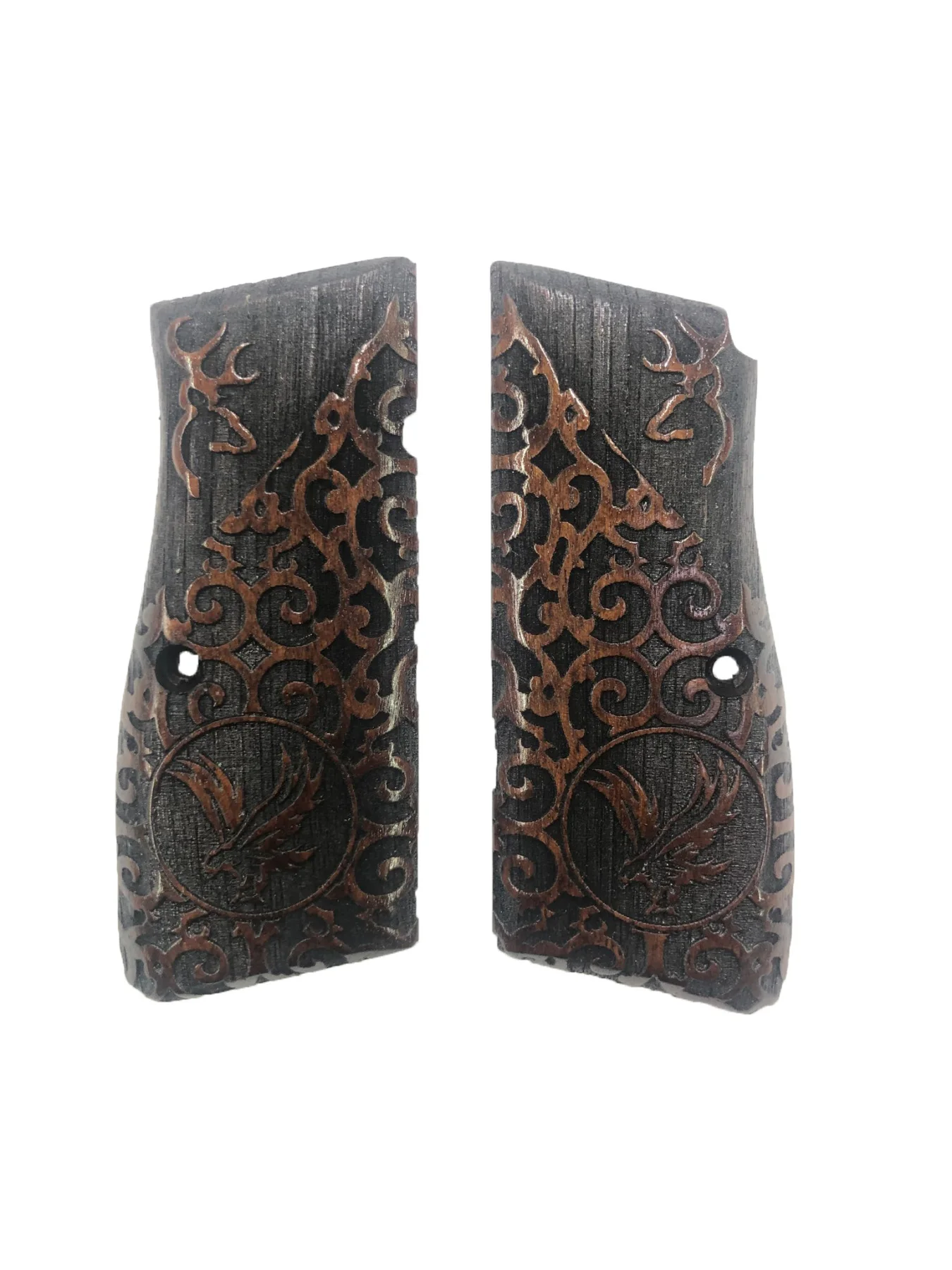 

Belgium Hp 14 Compatible Custom Production Eagle Pattern Laser Cut Wooden Grip Mod89