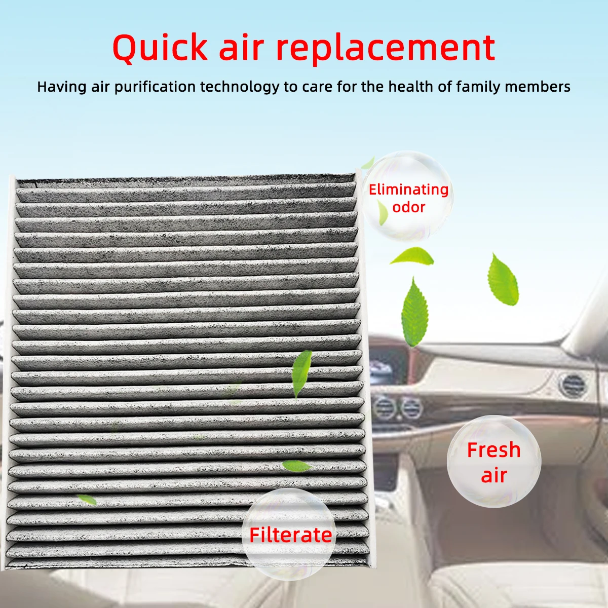 Car Cabin Air Filter for Honda Accord Civic Crosstour CR-V Passport Pilot Ridgeline Auto Filters Carbon Fiber P3875WS CF10134