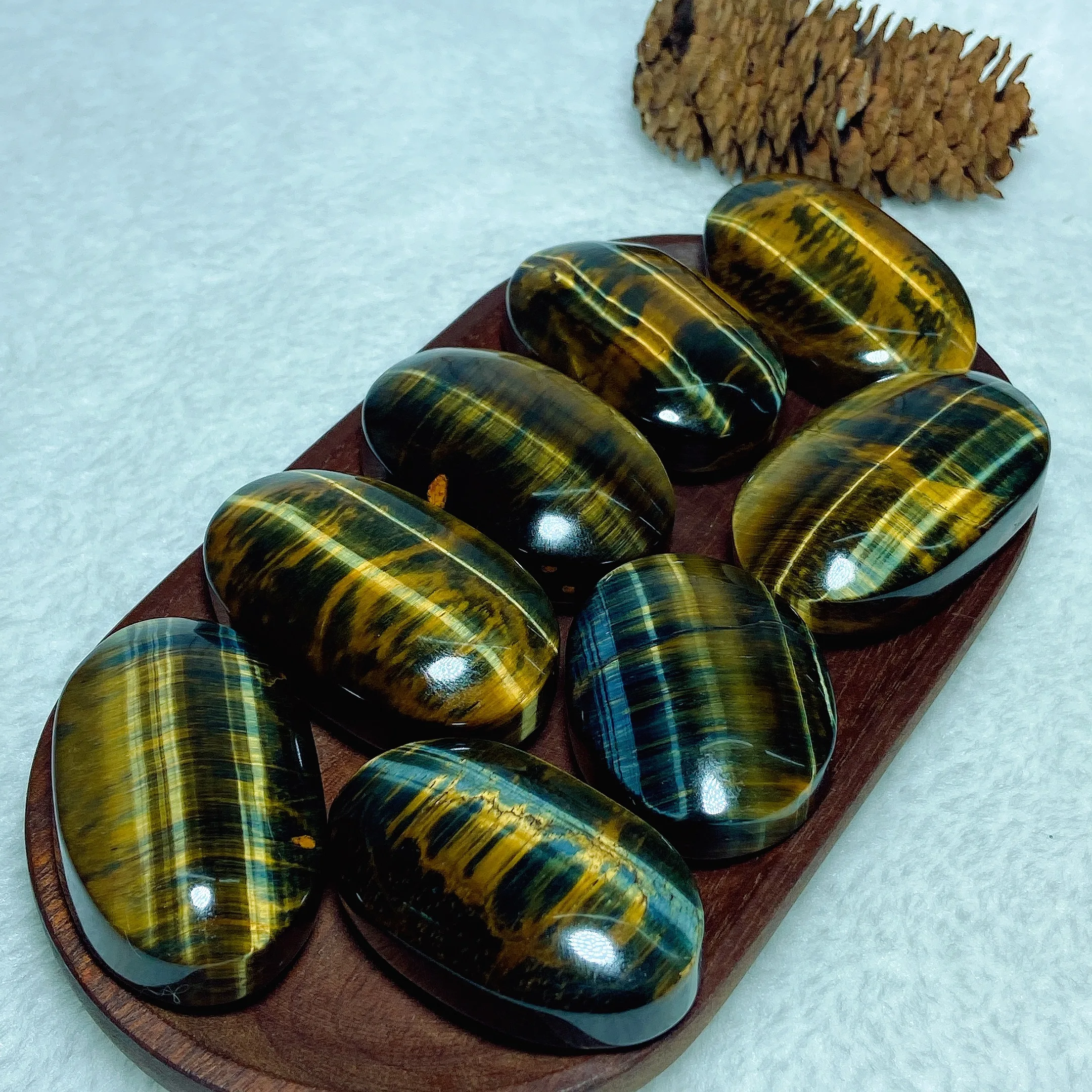 Healing Natural Crystals Blue Yellow Tiger Eye Palm Stone High Quality Reiki Home Decorations Mineral Energy Gift Ore Polished