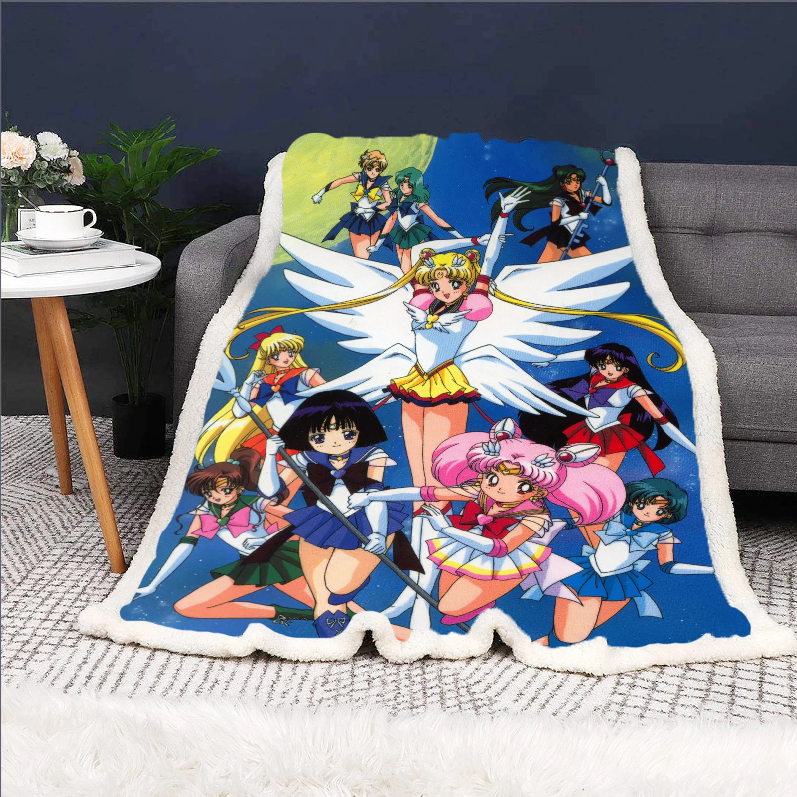 Sailor Moon Blanket Anime Microfiber Fabric Blankets For Throws Furry Custom Winter Fleece Luxury King Size