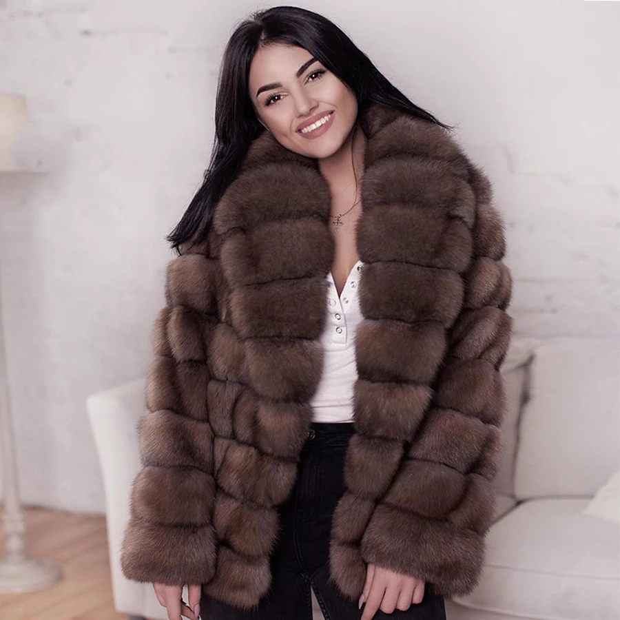 

Natural Fox Furs Coat Turndown Collar Fur Coat Luxury Winter Genuine Fox Fur Jacket Warm Coats For Women 2024 Free Shiping