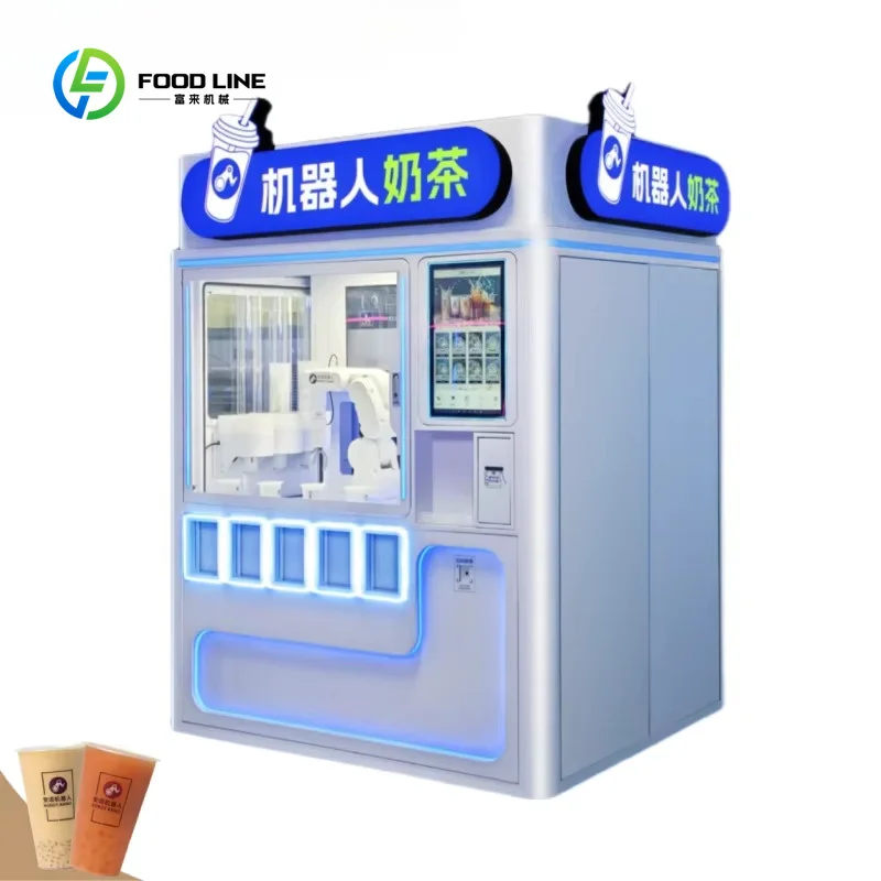 Customized AI Pearl Milk Tea Robot Unmanned Vending Machine Self-service Boba Tea Vending Machine Hot and Cold Drinks
