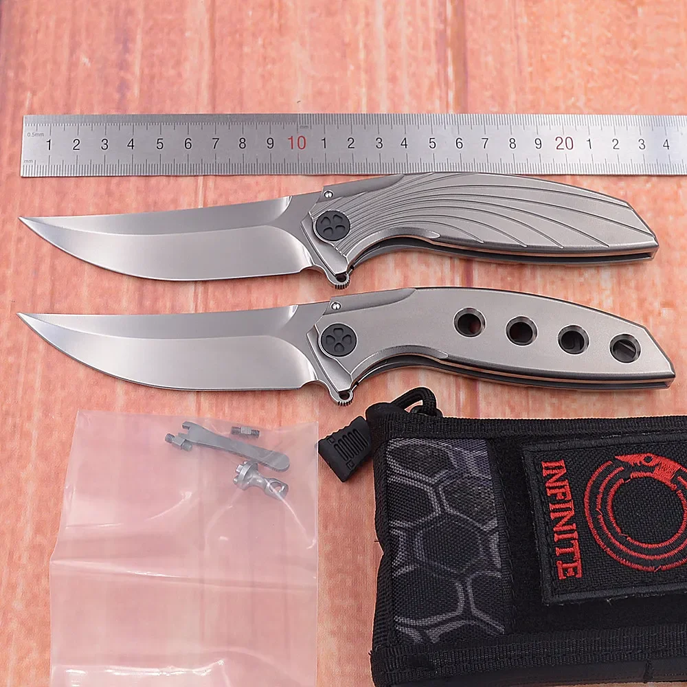 INFINITE Twin Real M390 Blade TC4 Titanium Handle Ceramic Bearing Survival EDC Tool Camping Hunting Fish Outdoor Folding Knife