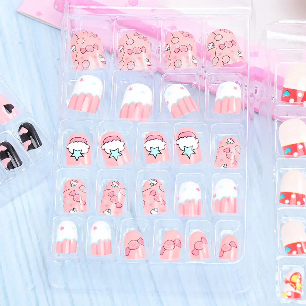 

144 Pcs Faux Tip Sticker Manicure Adhesive Childrens False Nails on Bulk Fake