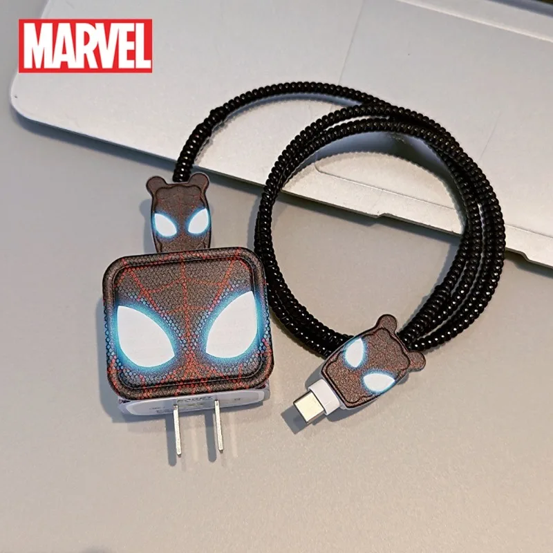 

Spider Man Data Cable Protection Case Avengers Anime Cool Figure 20W Apple IPhone Fast Charging Charger Cable Man Creative Gifts