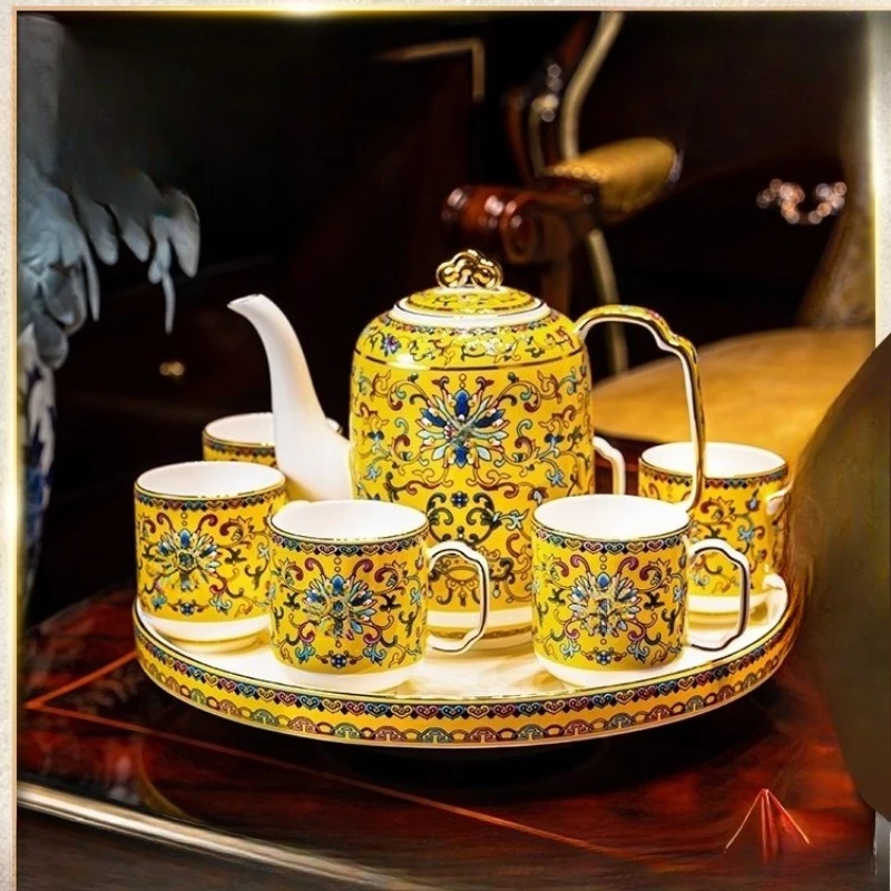 

2025 new living room hospitality tea set, set high-end Jingdezhen housewarming new home bone china tea cup luxury