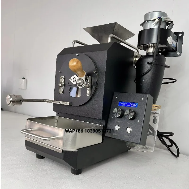 Stainless Steel Auto Coffee Cocoa Bean Roasting Machine 220V Hot Air Drum Coffee Roaster Commercial Use Precise Temperature