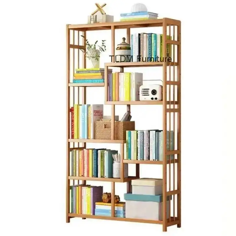 Organizer Room Rack Bamboo Modern Home Simple Bookshelf Display Bookcases Book Living Multi-layer Desk Storage Furniture Stand Y