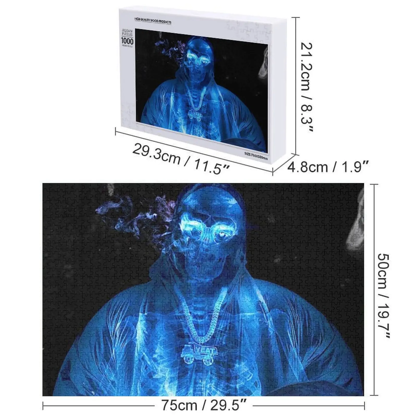 Yeat X-Ray Scheletro Fumatori Trippy Design grafico Fan Art Jigsaw Puzzle Giocattolo personalizzato per bambini Giocattolo per bambini Puzzle fotografico