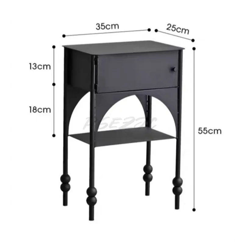 

Small Bedroom Bedside Table Retro Personalized Bedside Table Simple Ins Light Luxury Sofa Edge Black Narrow Edge Cabinet