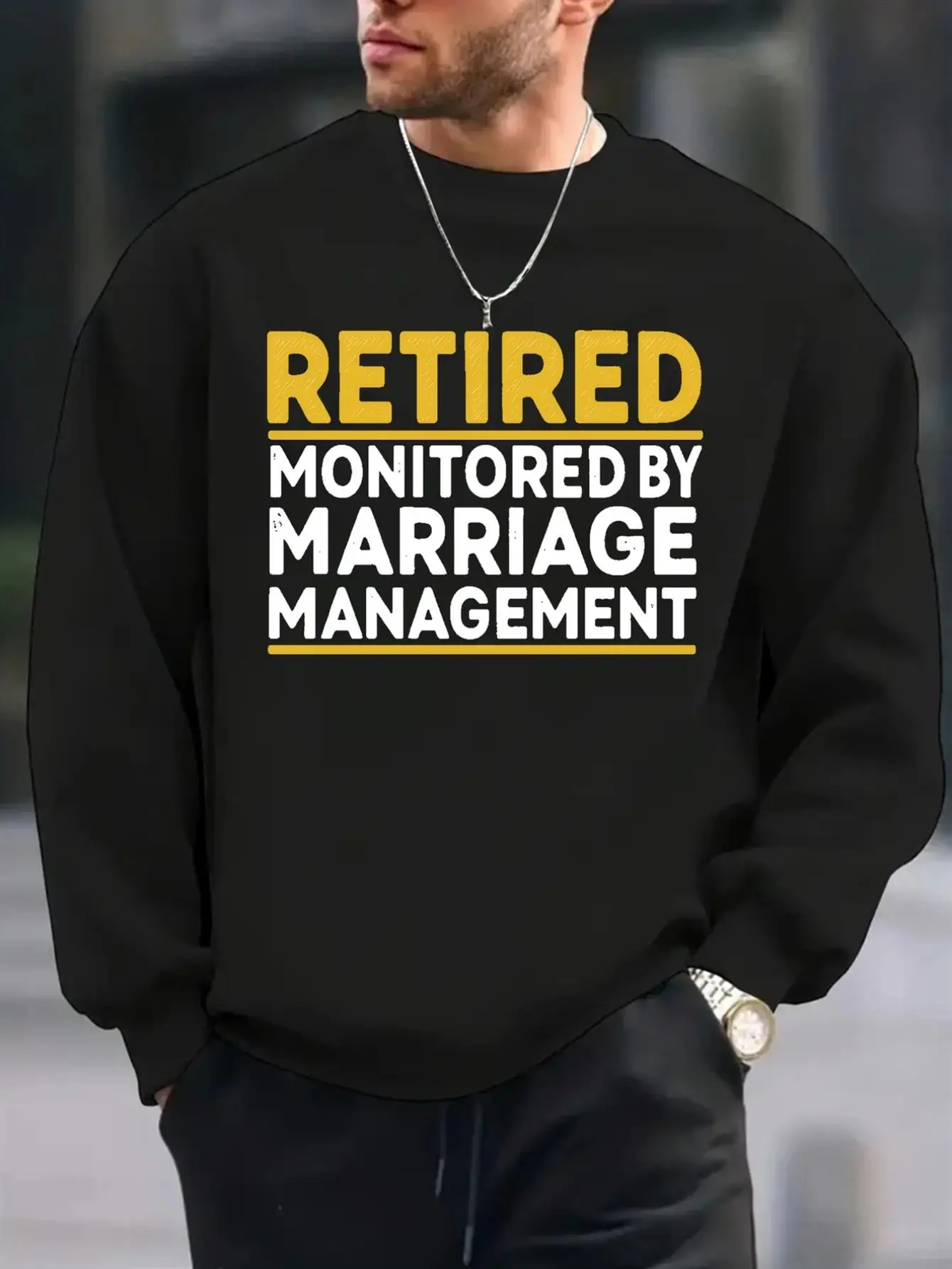 

Мужской свитер с принтом для веселого управления пенсии и свадьбой — привлекательный «Мониторинг пенсию» Marriagal