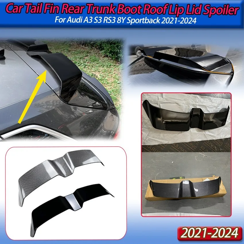 

For Audi A3 S3 RS3 8Y Sportback 2021-2024 Car Tail Fin Rear Trunk Boot Roof Lip Lid Spoiler Wing Auto Accessories Body Kits