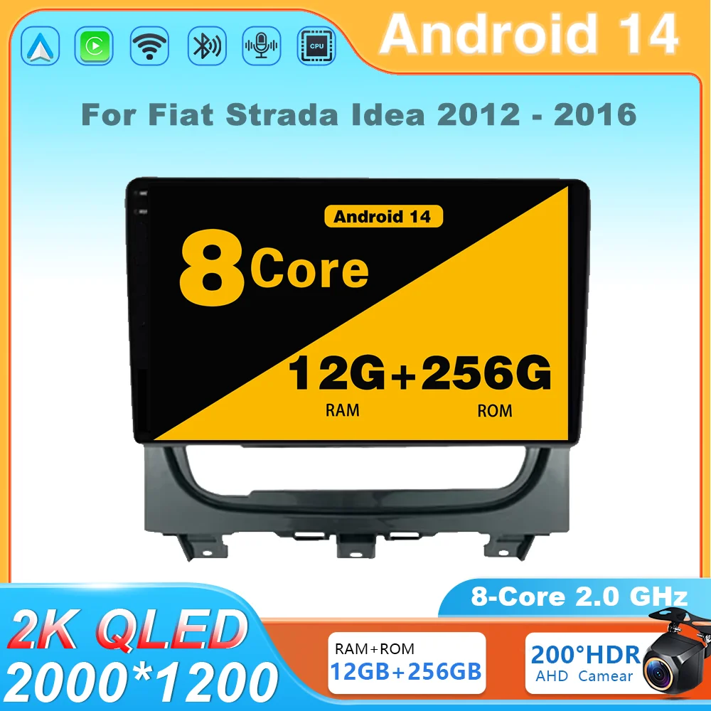 

Android 14 Car Radio Multimedia Player Stereo Navigation GPS Carplay QLED Screen 4G Head Unit For Fiat Strada Idea 2012 - 2016