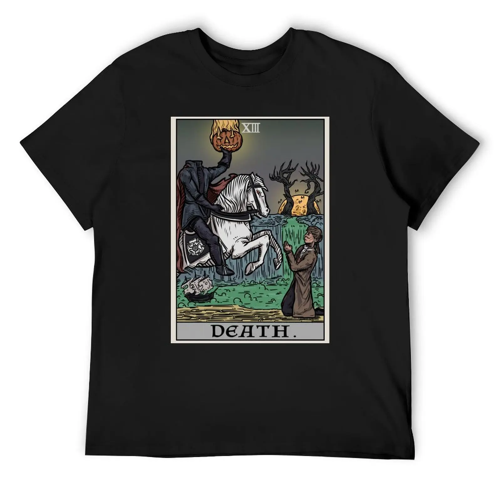 Death Tarot Card The Legend of Sleepy Hollow Headless Horseman T-Shirt anime oversized t shirt mens big and tall t shirts