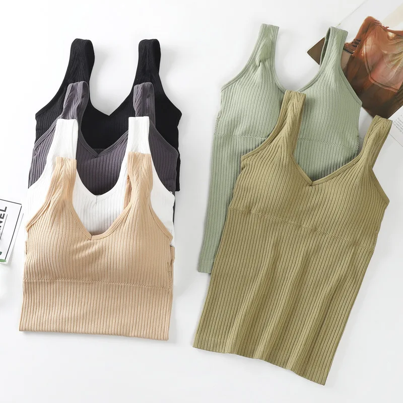 Nice Removable Chest Pad Camisoles Female Fashion Solid Tank Top Wireless Beauty Back Underwear Sling Women