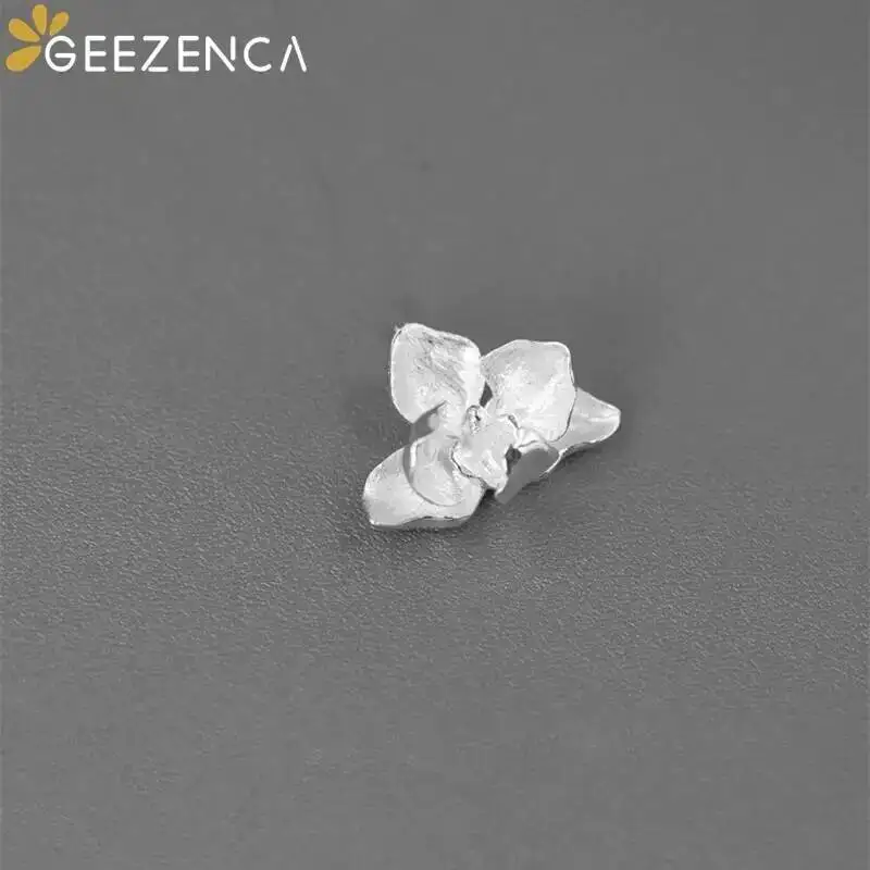 GEEZENCA 925 Sterling Silver Phalaenopsis Flower Pendant For Women 3D Plant Elegant Chic Necklace Pendants Without Chain Gift