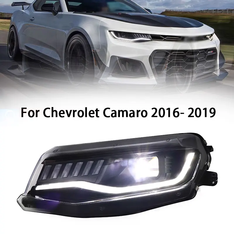 

Светодиодные фары для Chevrolet Camaro Светодиодные фары 2016-2019, фары Camaro DRL, указатель поворота, дальний свет, проектор «ангельский глаз» Len