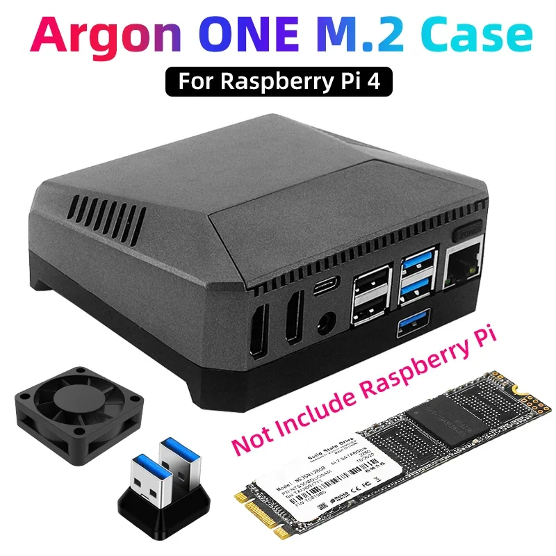 Argon ONE-Boîtier pour Raspberry Pi 4 modèle B M.2 SATA SSD vers USB 3.0, support de carte UASP, ventilateur intégré, boîtier en aluminium pour RPI 4