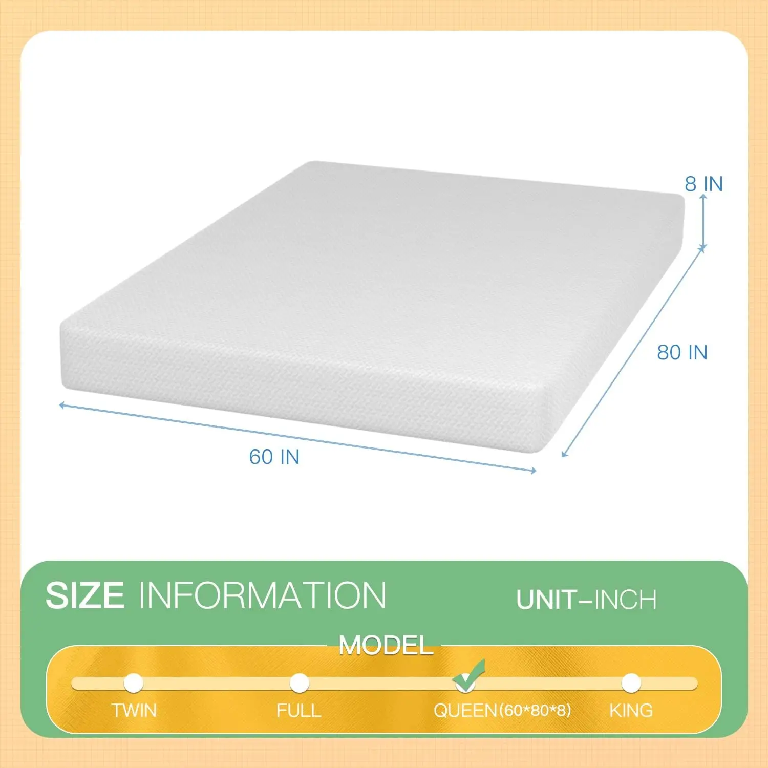 8 inch Memory Foam Mattress Cooling Gel Green Tea Infused Mattress,Fiberglass Free,CertiPUR-US Certified,Breathable Bed