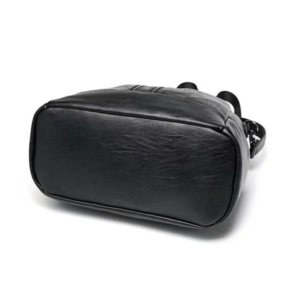 

Черный кожаный рюкзак из мягкой кожи с регулируемыми лямками в корейском стиле, на молнии, с стеганым дизайном