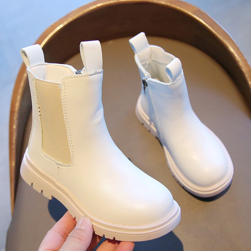 Kinderen Chelsea Laarzen voor Jongens Meisjes Mode Klassieke Zijrits Enkel Korte Laarzen Zwart Beige Kinderen Herfst Winter Warme Schoenen
