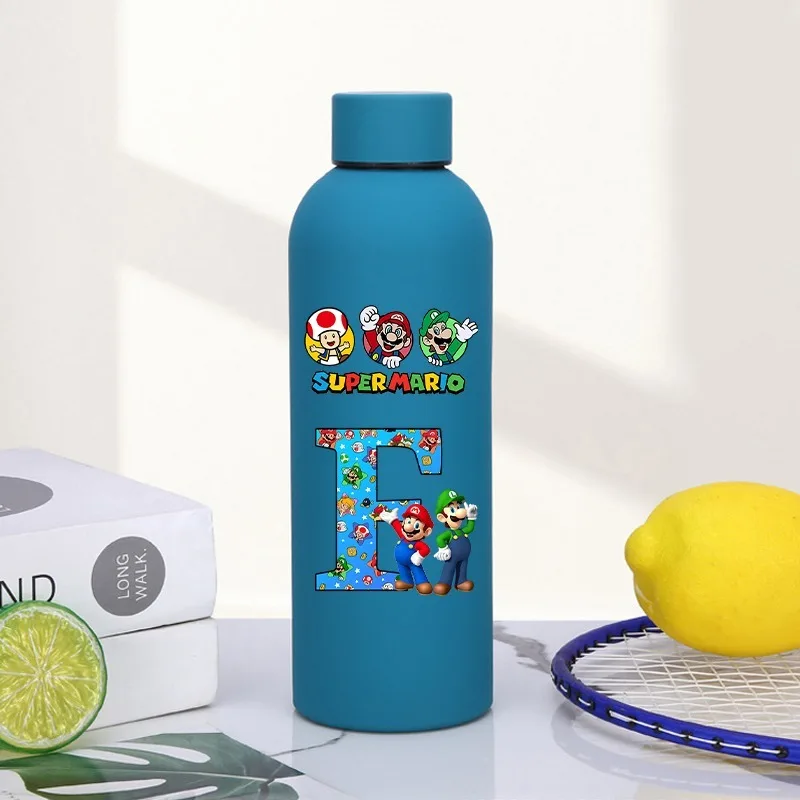 Super Mario Bro Edelstahl Isolierte Tasse Cartoon Brief Gedruckt Wasser Tassen Männer Frauen Tragbare Mode Wasser Flasche Geschenke