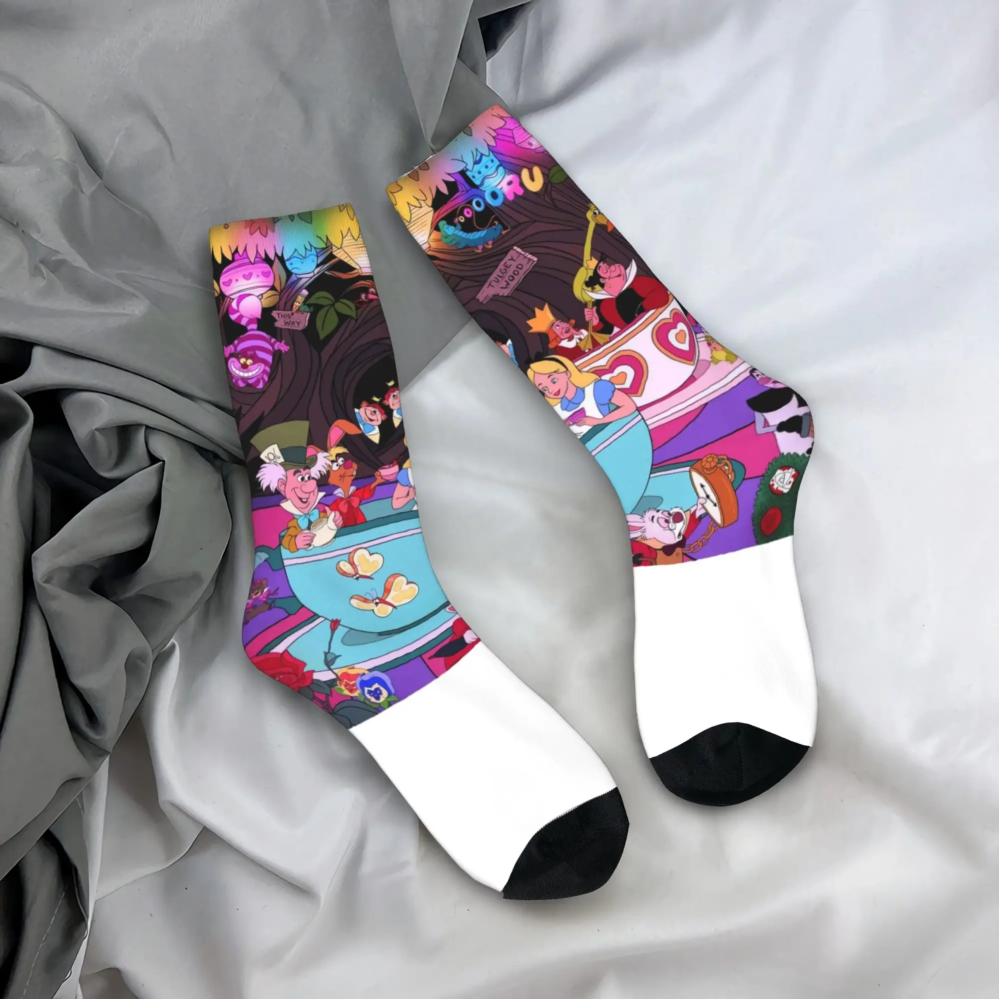 جوارب أليس في بلاد العجائب جوارب مضحكة جرافيك جوارب شتوية مضادة للانزلاق للبالغين والرجال جوارب عالية الجودة للتسلق