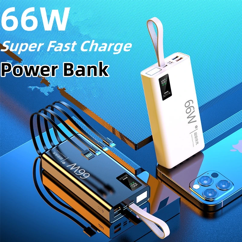 

66W Super Fast Charging Power Bank 60000mAh Powerbank Portable Charger Station for iPhone 15 14 Xiaomi Mi Huawei Spare Battery