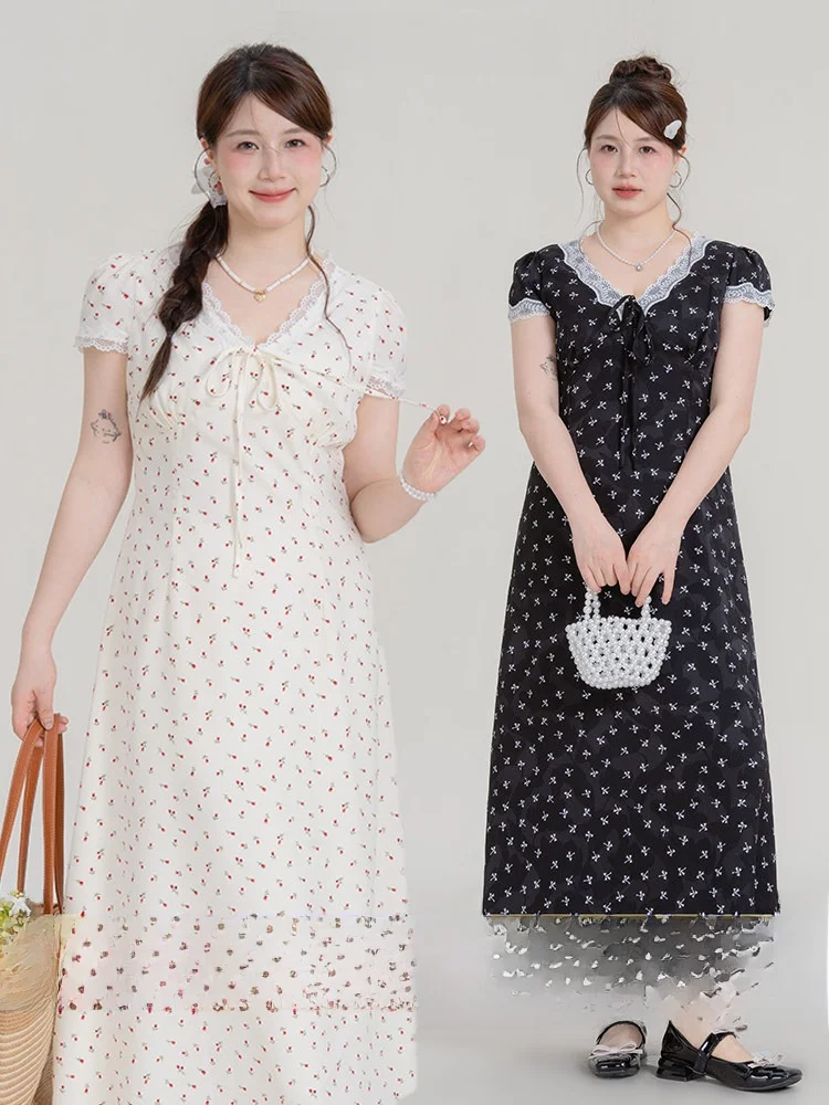 

Heynew Sweet Floral Lace Trim V-Ne Midi Dr plus Size Conceal Flattering Long Dr Полиэфирное волокно Ci Подходит для поездок на работу