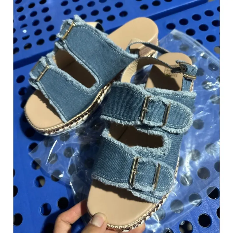 Women Sandals Classic Denim Canvas Sandal Fashion Wedges Platform Sandal Summer Ankle Straps Women Beach Sandals Sandalias Mujer view 4