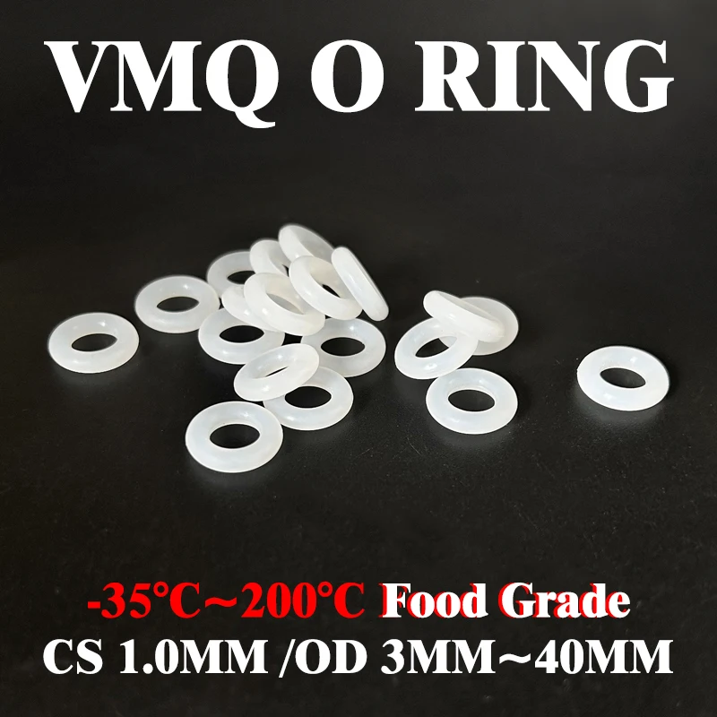 

10/50 pcs Food Grade VMQ White O-Ring CS 1mm OD 3mm~40mm High Temp Resistant Non-Toxic Seal Food and beverage process equipment