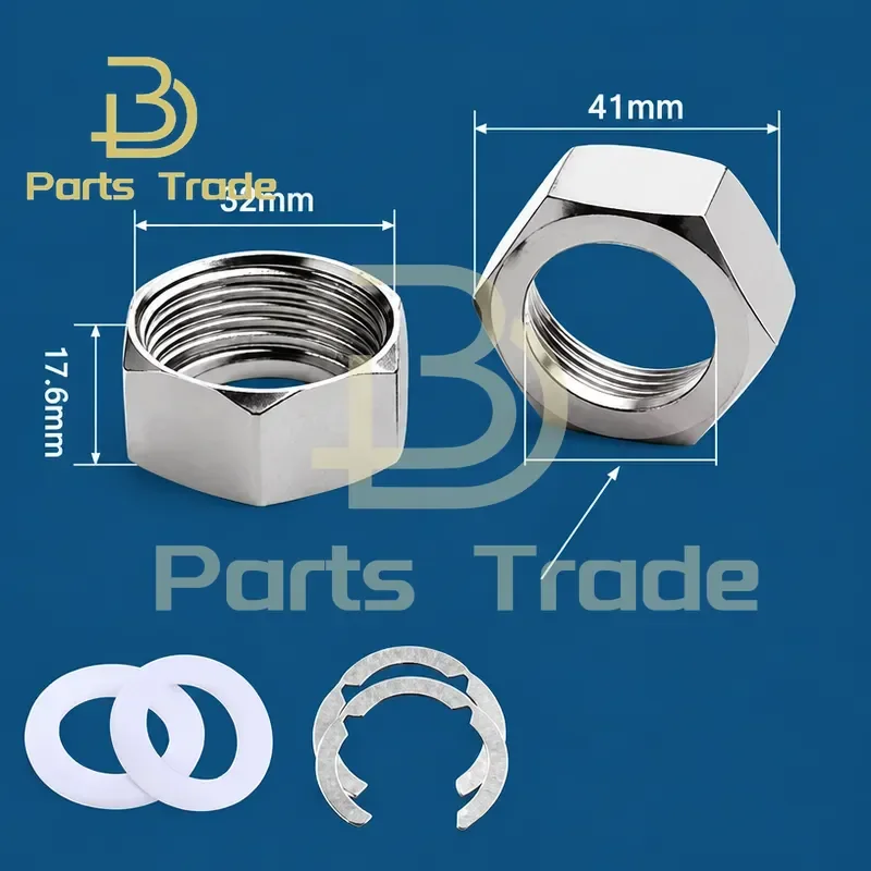 10PCS Stainless Steel Bellows Matching Nut All Copper Chrome Plated Nut 1/2 DN15 3/4 DN20 Bellows Nut for Plumbing Hose