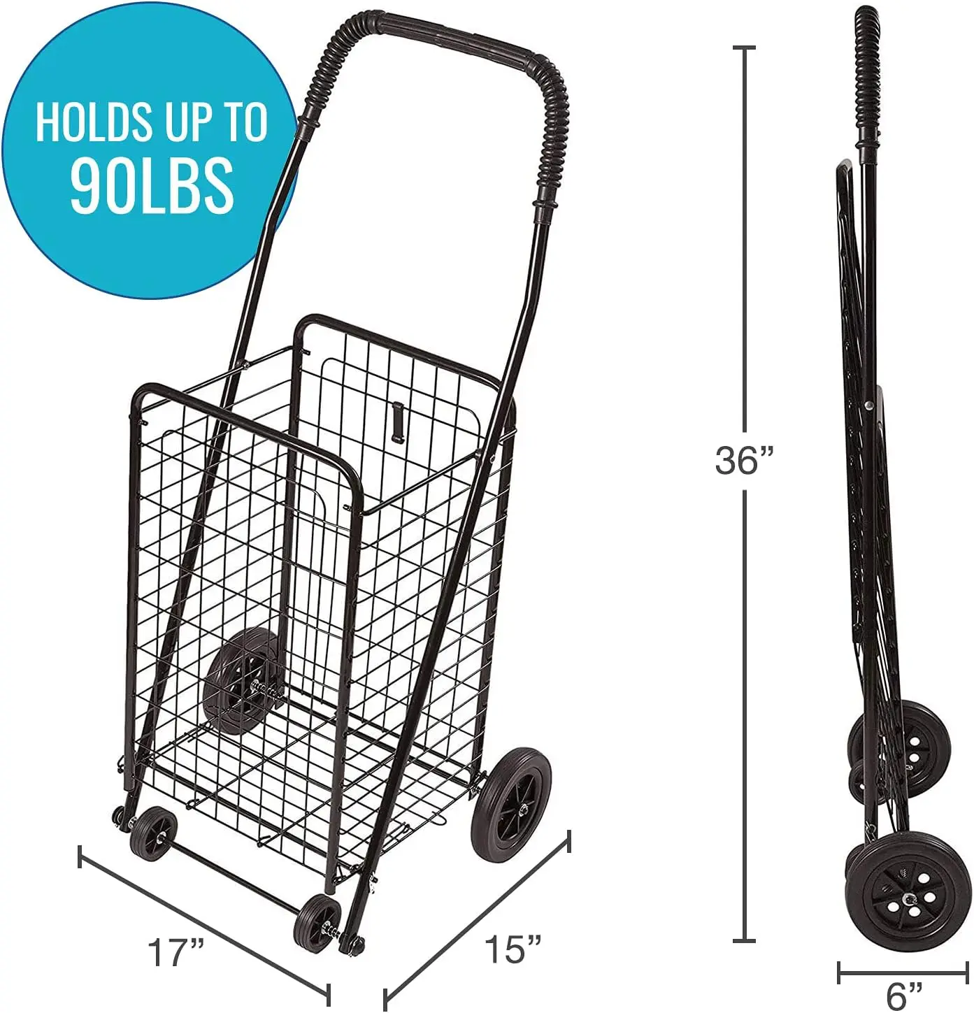 DMI Utility Cart with Wheels to be used for Shopping, Grocery, Laundry and Stair Climber Cart