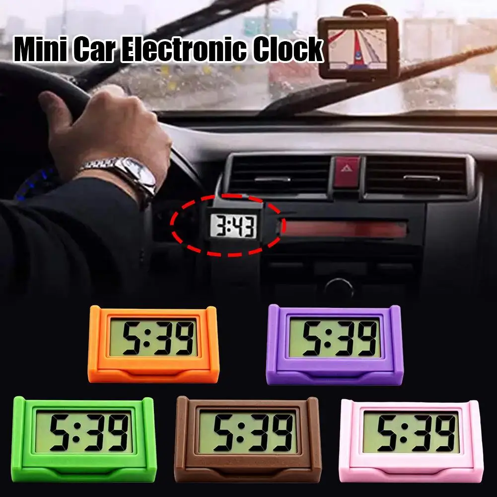 4Colors Mini Digital Clock Large Screen Car Dashboard Electronic Clock Self-adhesive Mini Clock Car Clock For Truck Dashboard