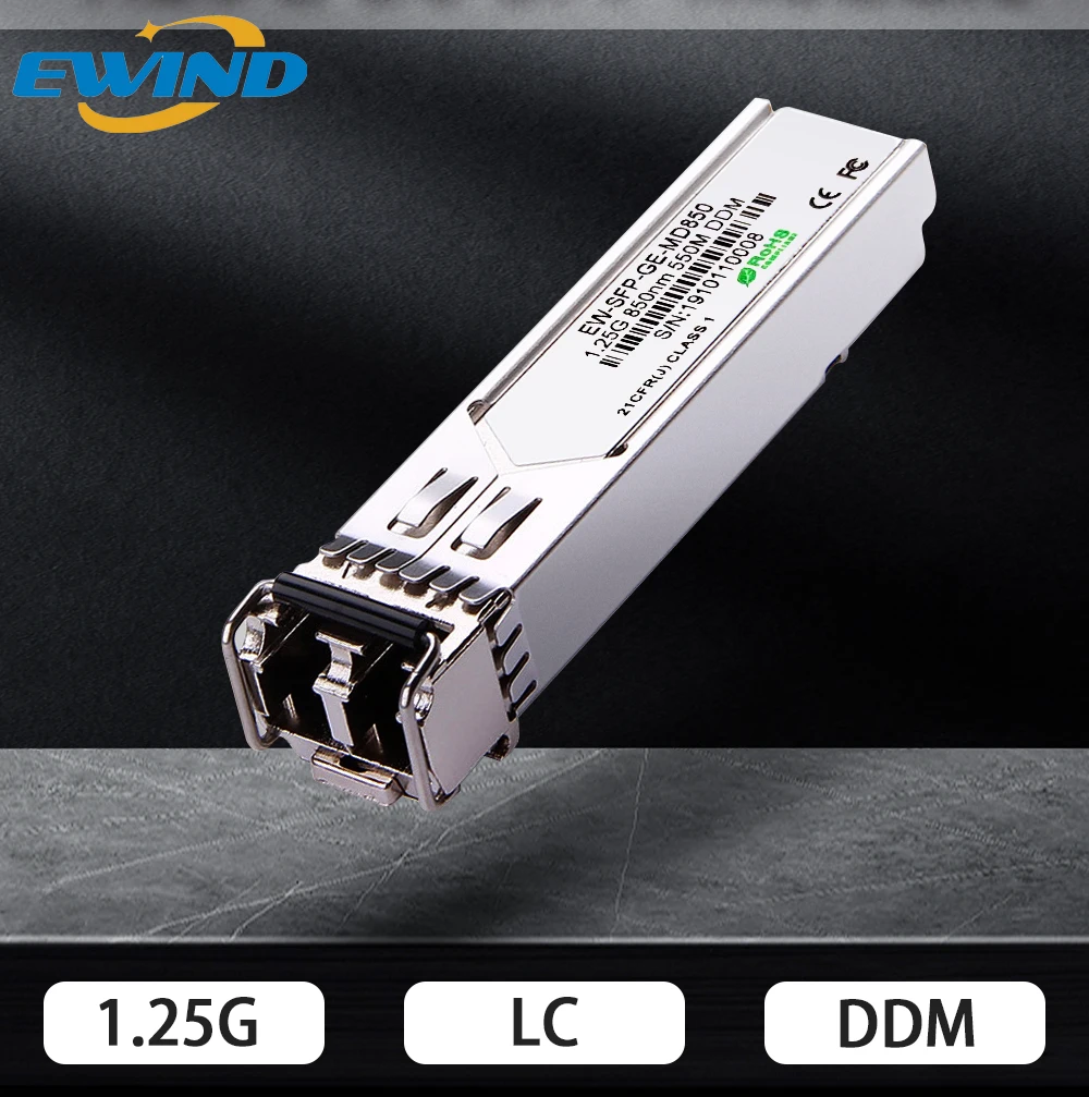 

EWIND 1.25G SFP Optical Transceiver 550m DDM Fiber 850nm SFP Transceiver Module Gigabit Multimode Duplex LC Compatible for CISCO