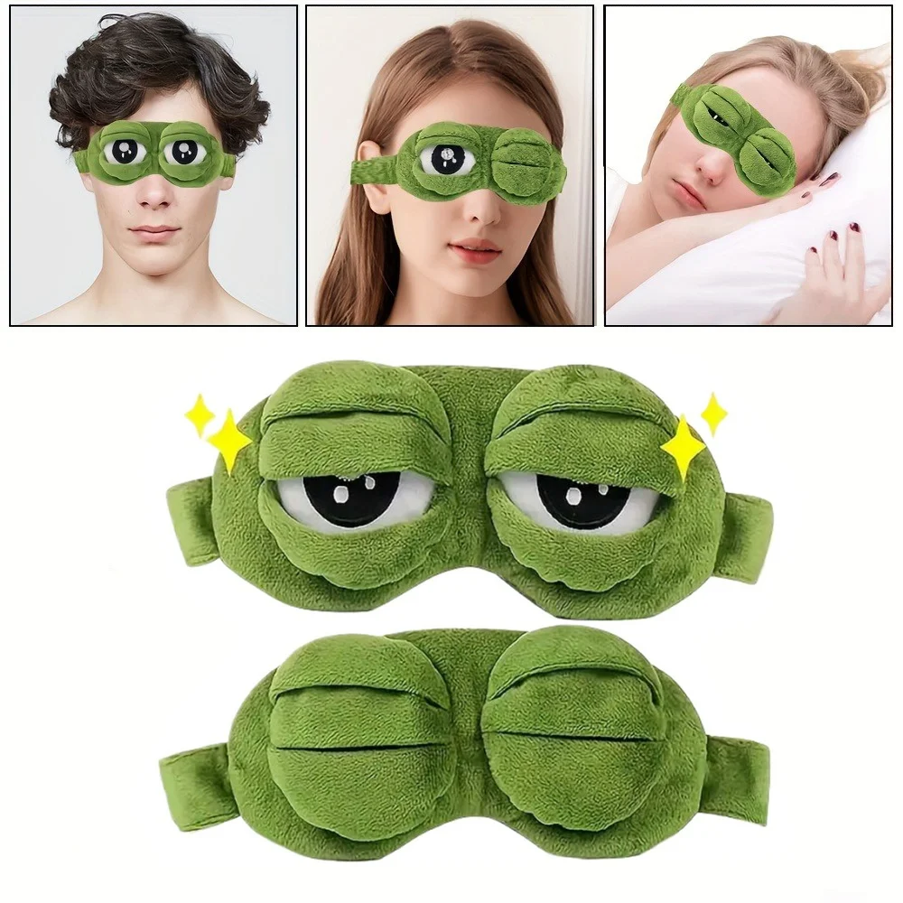 3D Frog Sleep Mask Natural Sleeping Eyeshade Cover Shade Eye Patch For Travel Office Room Relieve Stress Anxiety Sleep Eyepatch