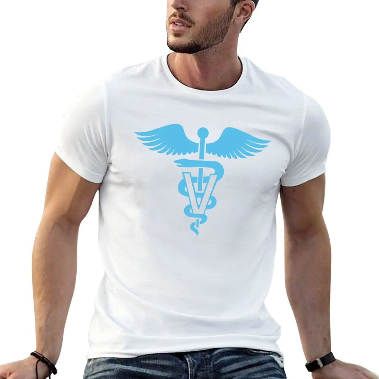 Blue Veterinary Medicine Symbol T-Shirt plus size clothes anime t shirts fruit of the loom mens t shirts