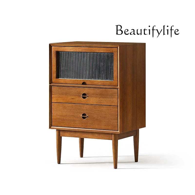 

Curio Cabinet Nordic Simple Retro TV Side Cabinet Mid-Ancient Solid Wood Storage Chest of Drawers