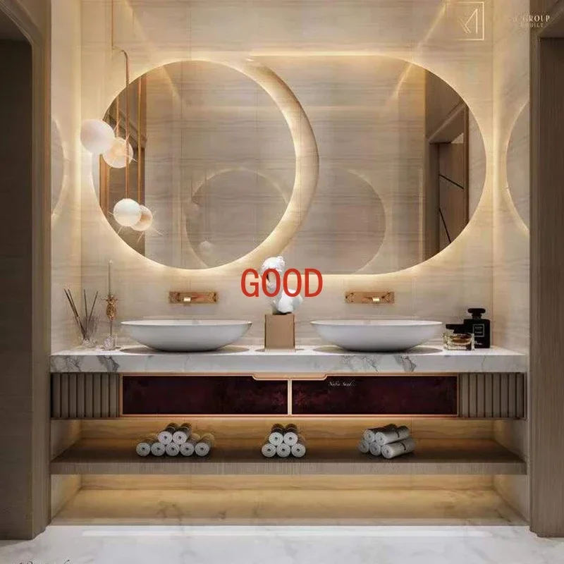 

Light luxury rock slab ceramic integrated washing table hand face basin combination