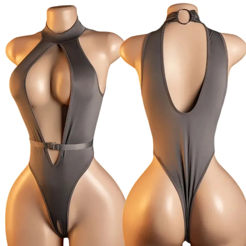 Desire Night Sexy Hot Lingerie Transparent Lace Hollow Bodysuit Crotchless Hot Women Nightgown V-Neck Bra Underwear Costumes
