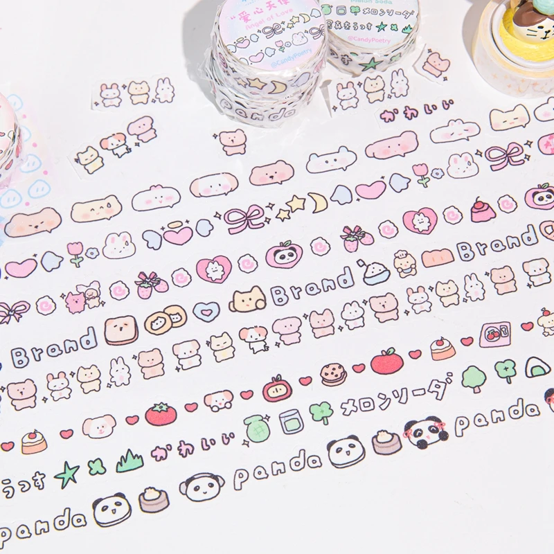 Cute Graffiti Small Animals Decoration Tape Special-shaped Handbook Scrapbooking Collage Material Sticker Roll School Stationery